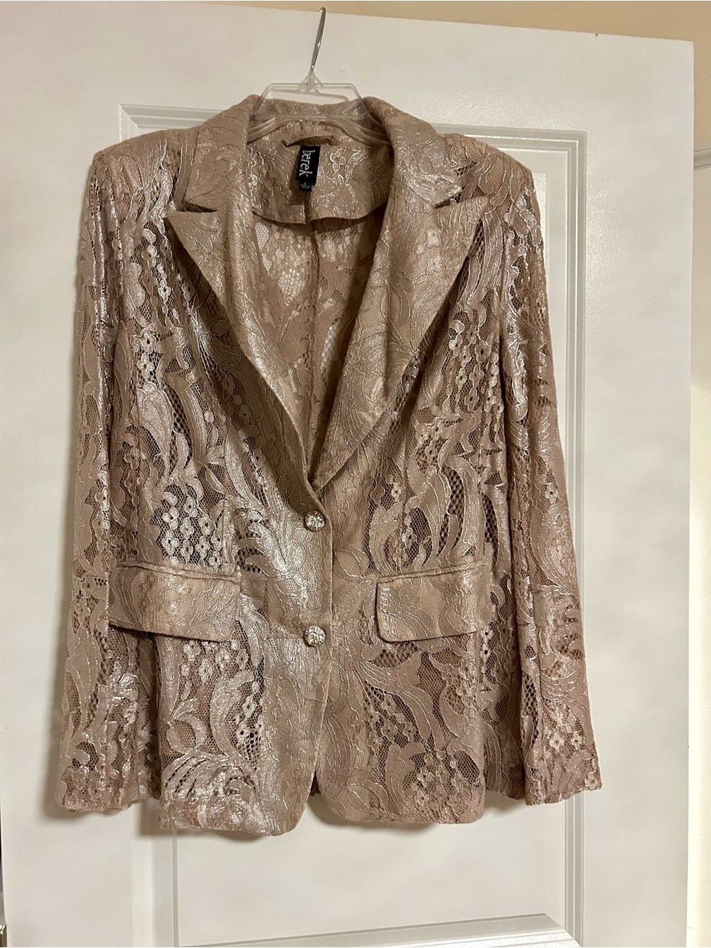 Lace Blazer Jacket in Beige- Size L